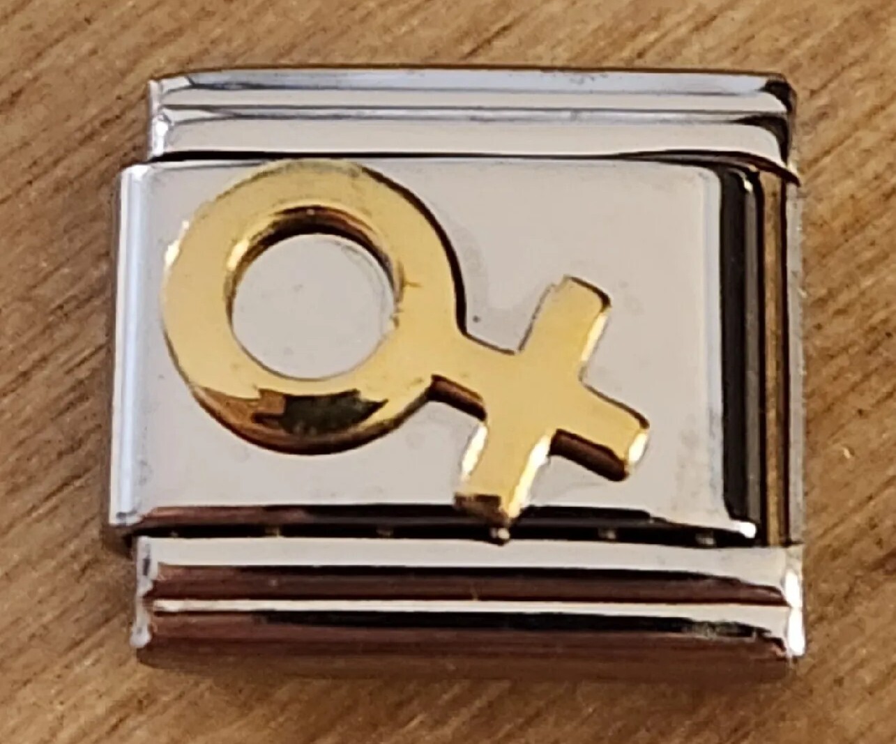 Gold Female Sex Symbol Sign Italian Charm 9mm Bracelet Link Birthday gift