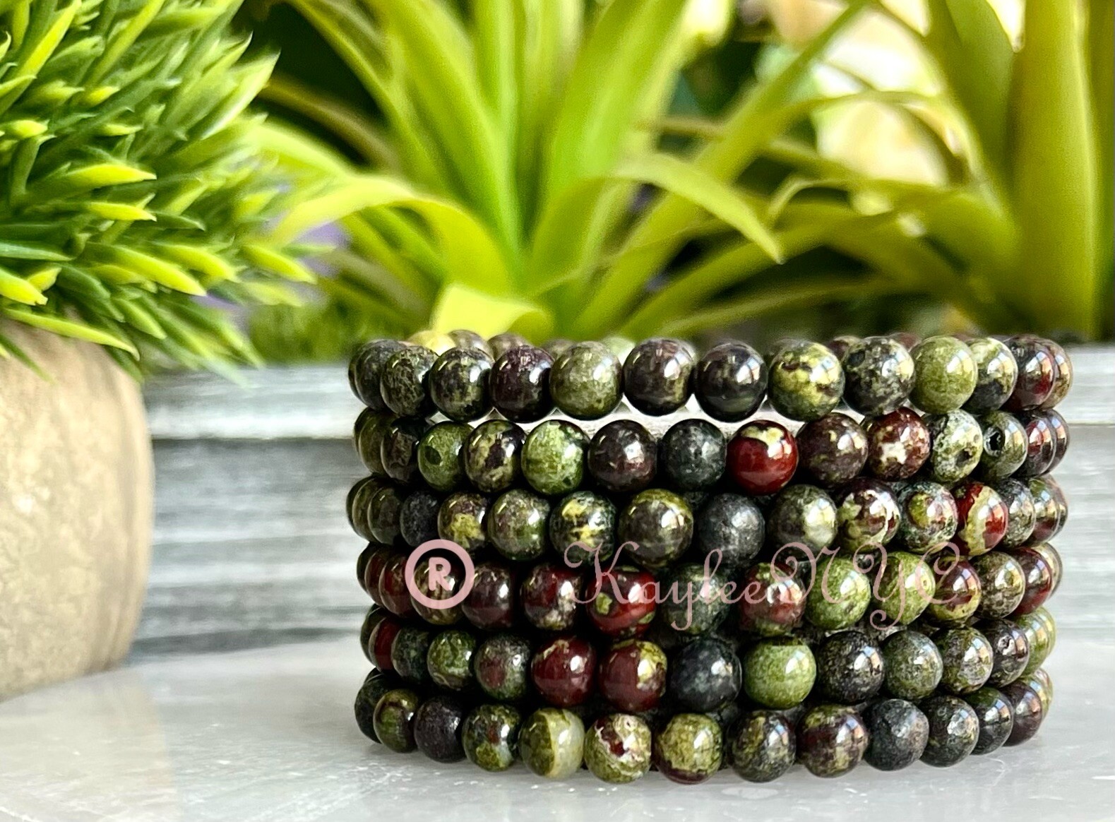Wholesale 6 Pcs Natural Dragon Blood Stone 6mm 7.5” Crystal Stretch Bracelet