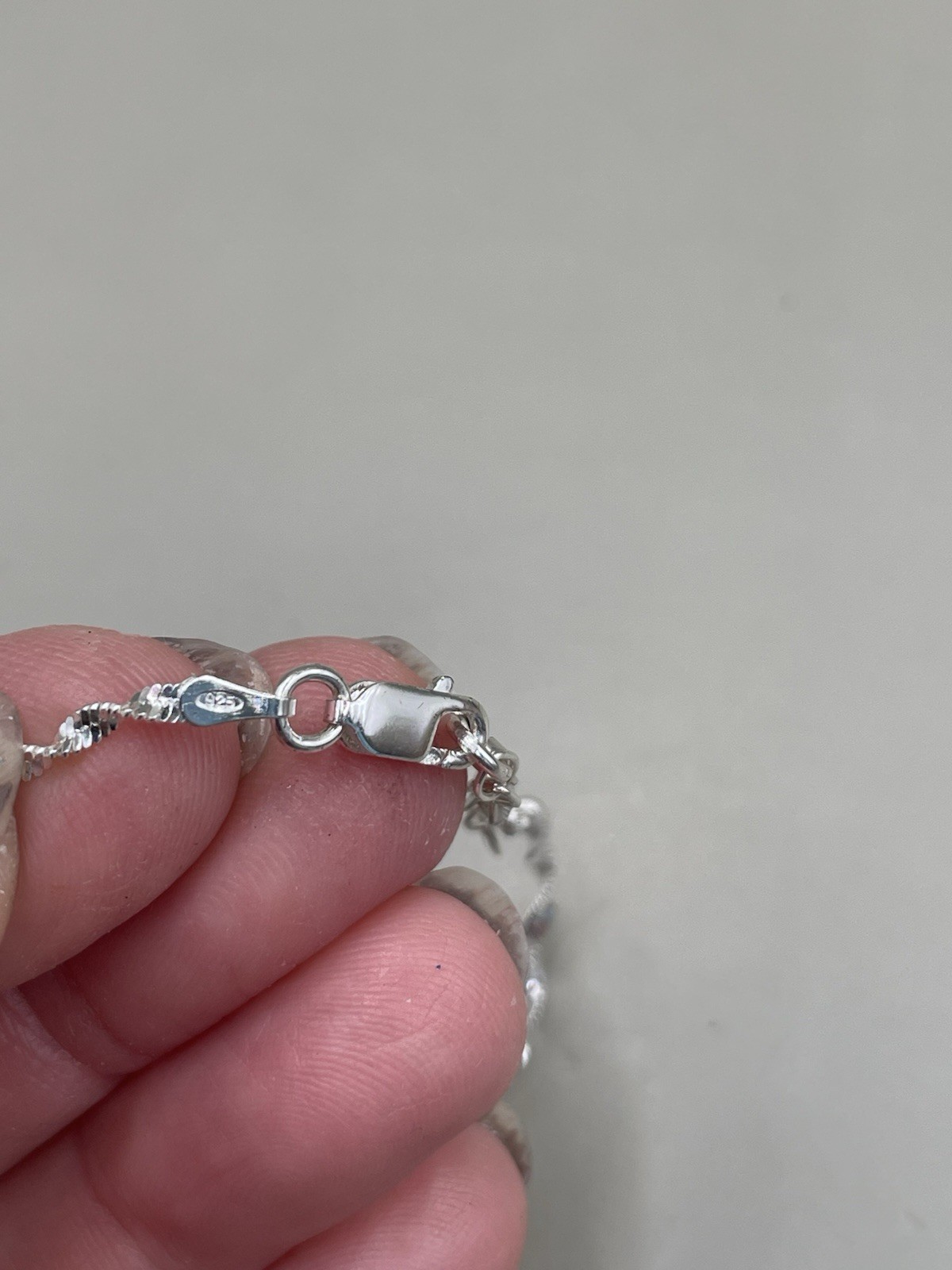 Rhodium Plated Sterling Silver 925 Italy Signed HAN Twisted Chain Bracelet 2.22g