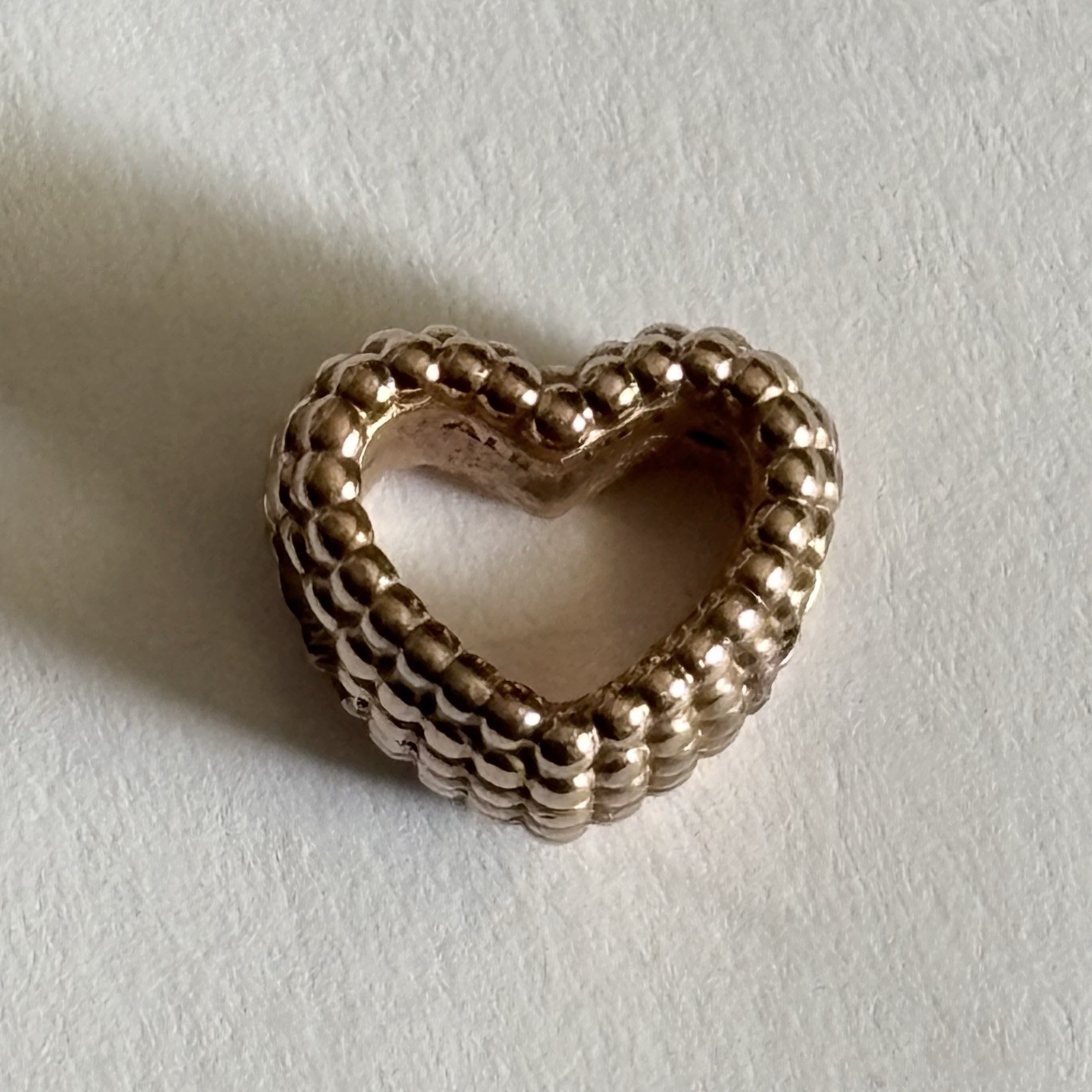 Authentic Pandora Moments Beaded Heart Open Rose Gold Plated ALE MET Charm USED