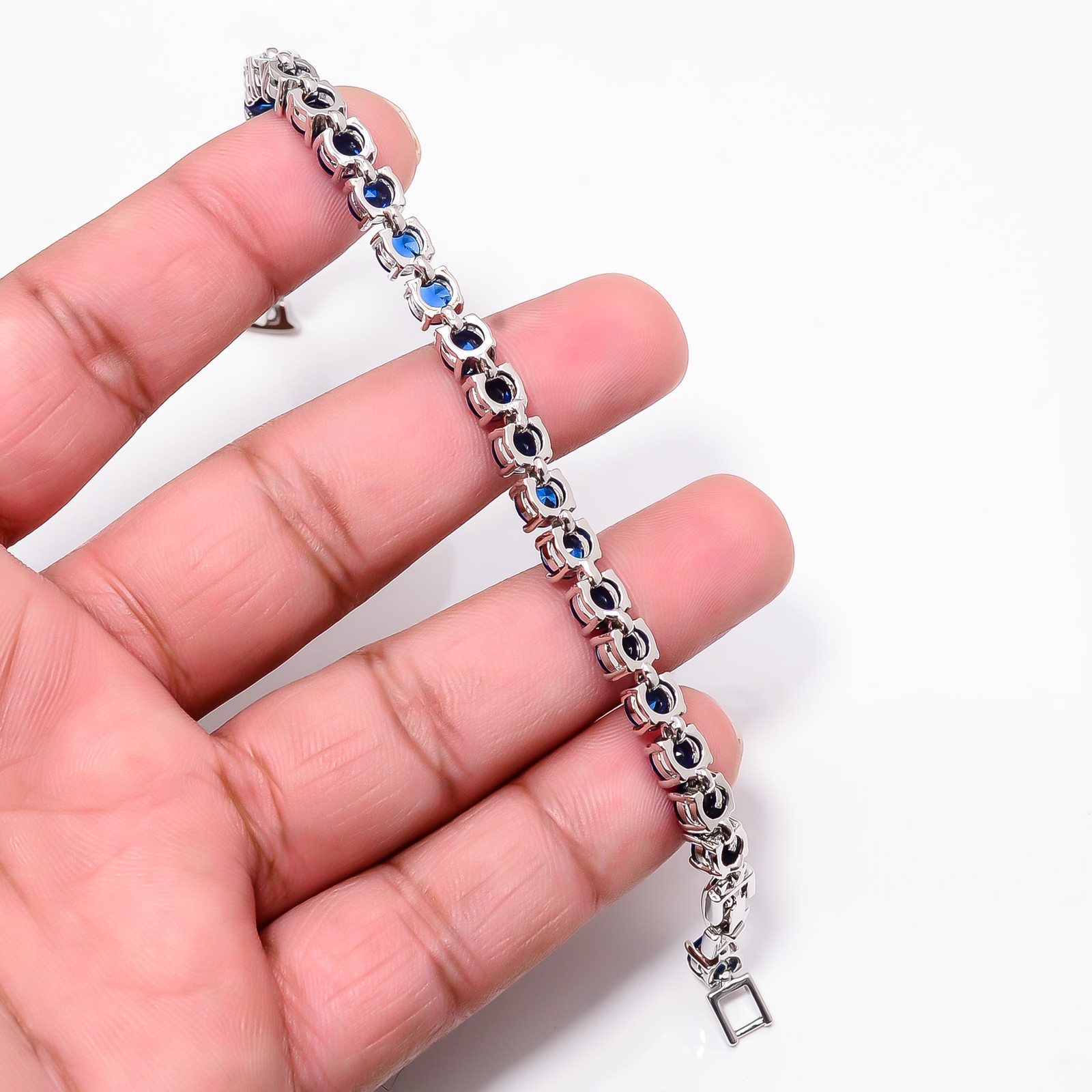 Blue Sapphire – Simulated 925 Sterling Silver Adjustable Bracelet 7-8″ B127119