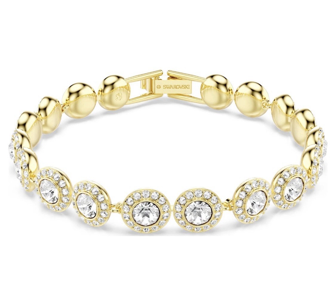 Swarovski-Una Angelic bracelet Round cut, Pavé, Medium, White, Gold-tone plated
