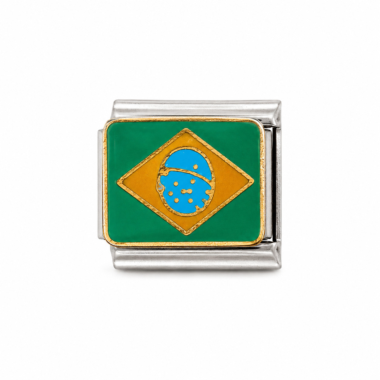 Brazil Flag Italian Charm 9mm Bracelet Link Brazilian Football Fit Nomination