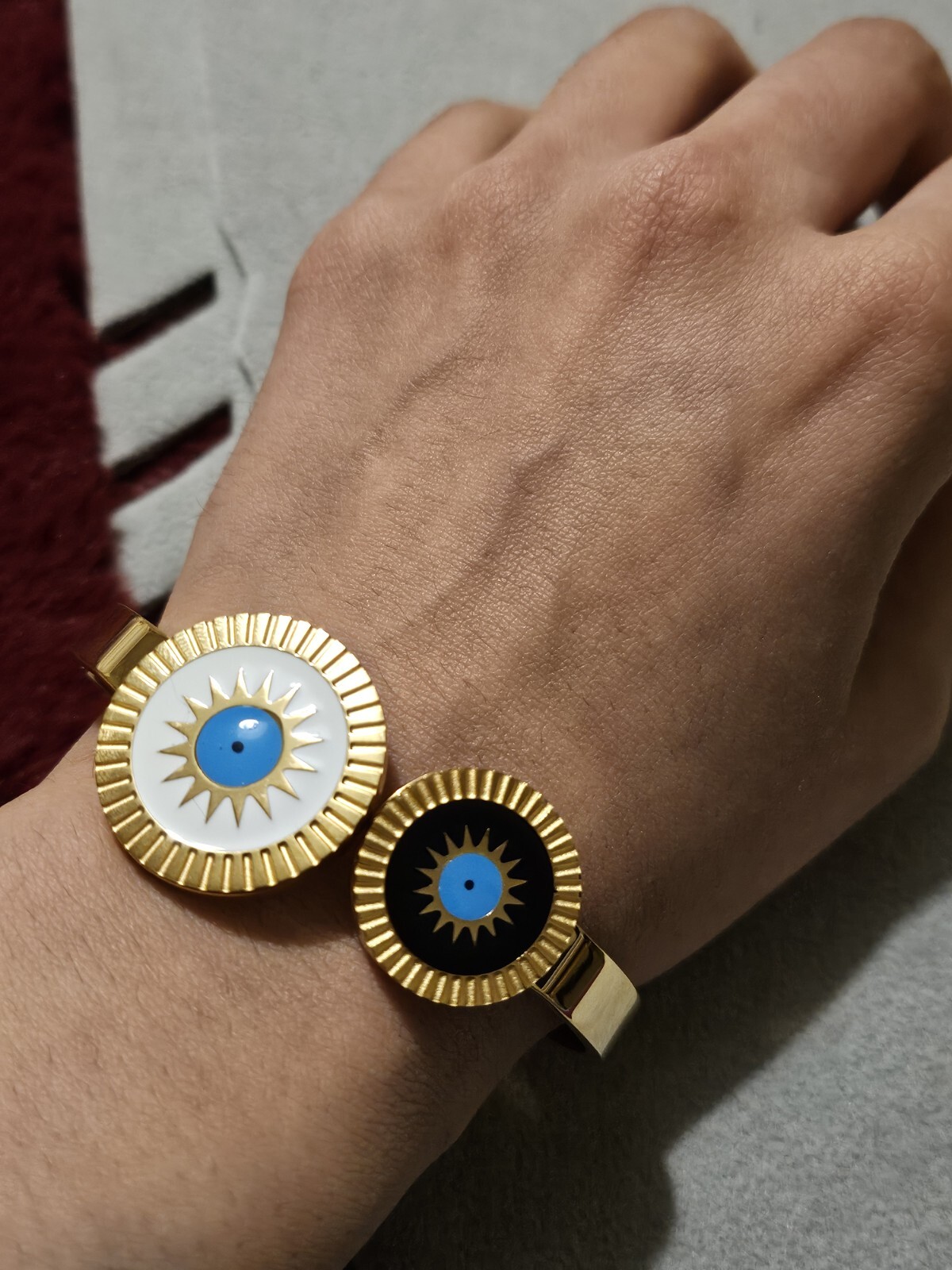 Beautiful Turkish Design Gold Plated Evil Eye 🌞 Sun Bangle Bracelet