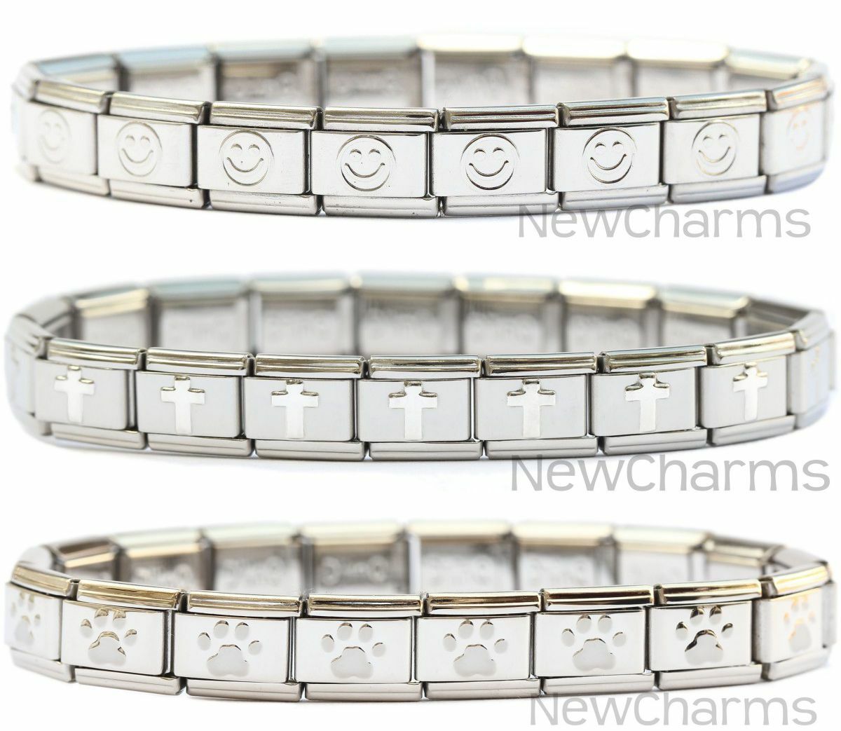 One Hundred (100) of Italian Charm Starter Bracelets with 18 Links – Pick Style