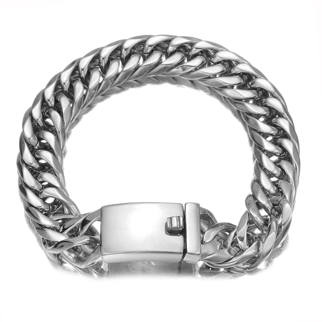 13/16mm Heavy Gold Black Silver Color Stainless Steel Curb Chain Men Bracelet