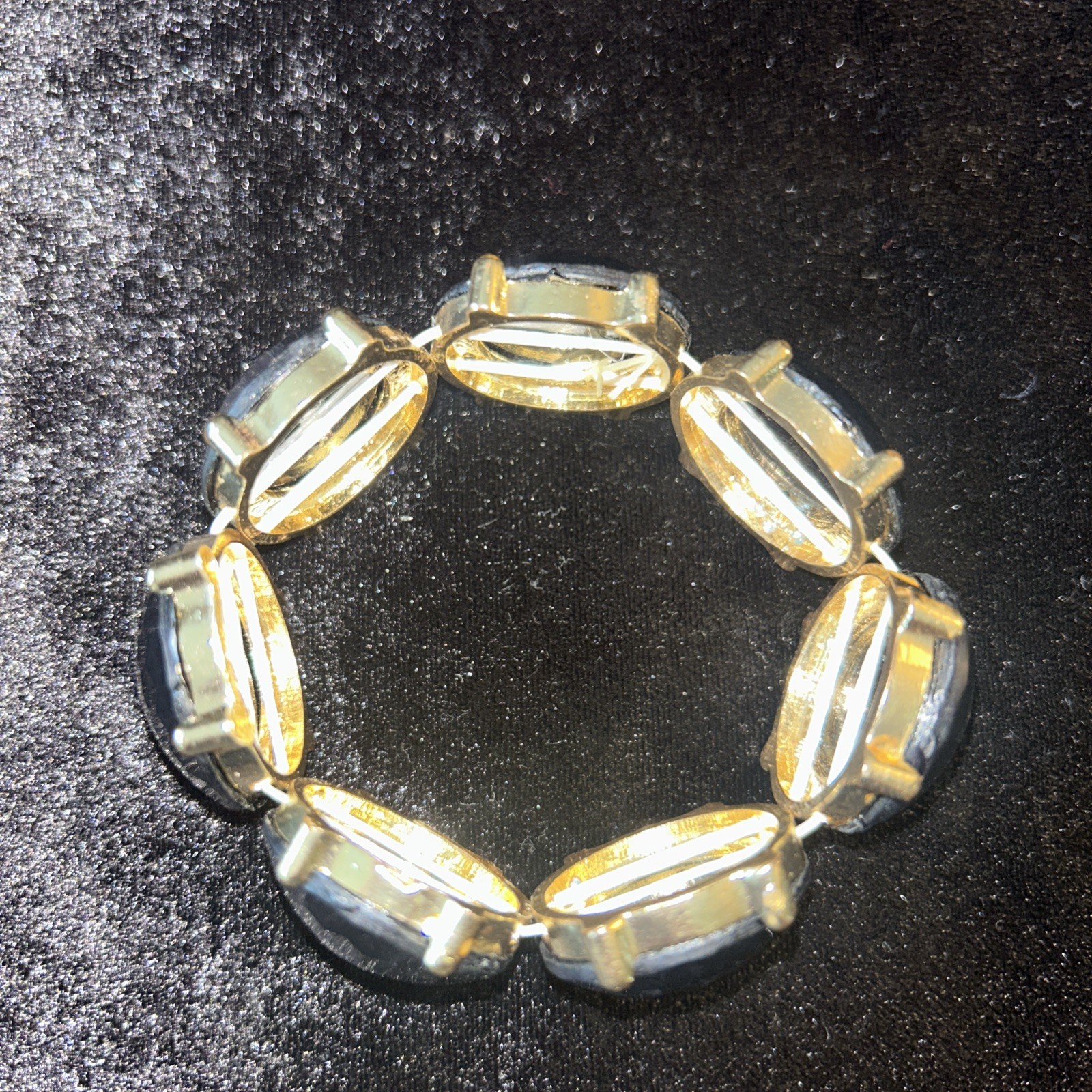 Stretch Bracelet Gold Elastic Bracelet With Black Stones