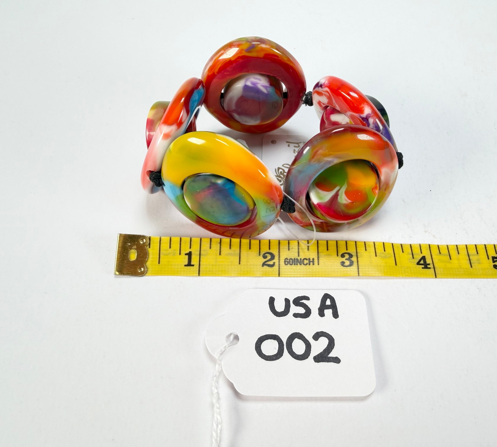 Jackie Brazil “Saturn” Kandinsky Disc & Cylinder Elastic Bracelet ( B0060 )