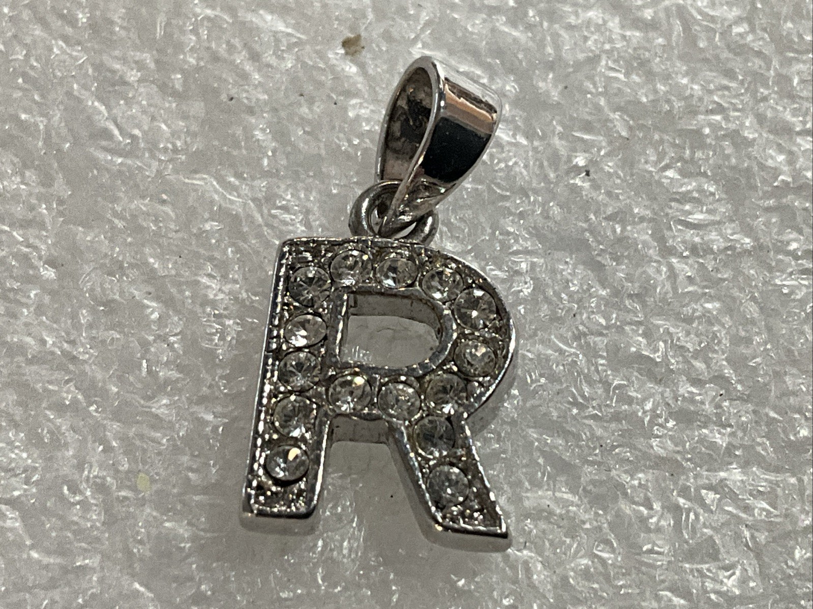 Sterling Silver & CZ Initial Letter R Charm or Pendant FREE SH
