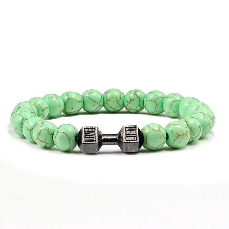 Volcanic Stone Beads Bracelet white Charm Bracelet Women Barbell Stran