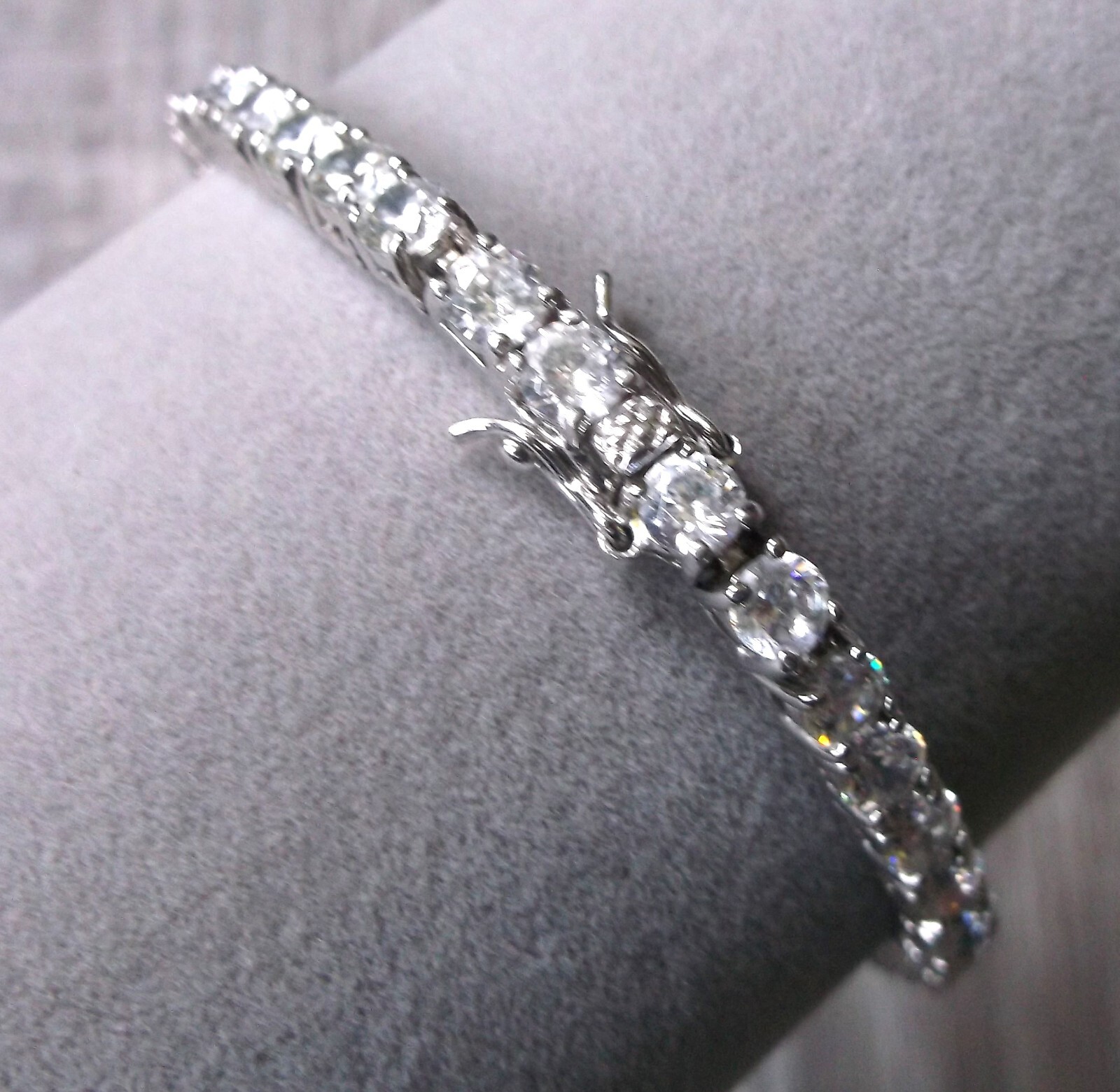 CUBIC ZIRCNIA 3MM RHODIUM PLATED SILVER TENNIS BRACELET by IBB