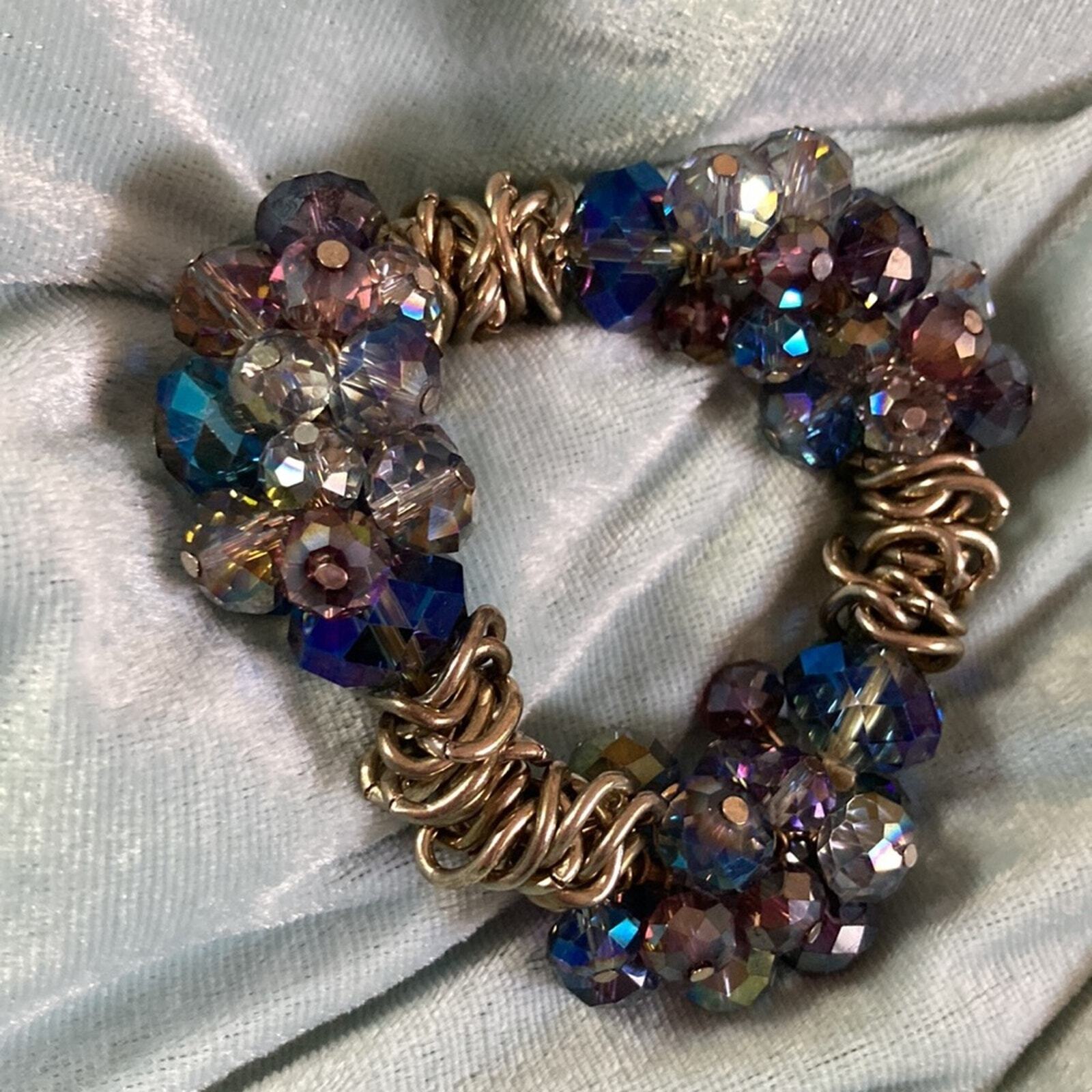 Stretchy Gold and Blue Bracelet