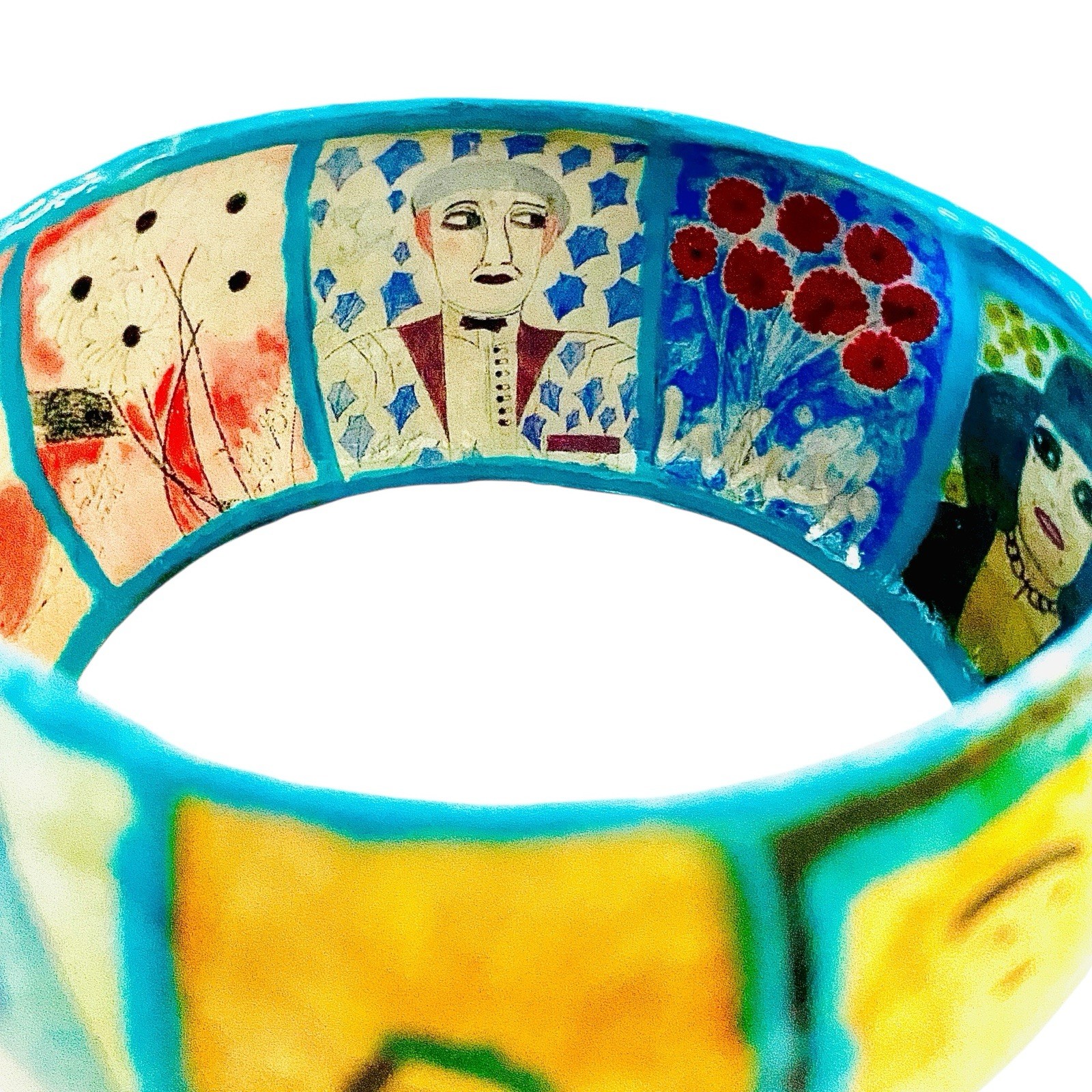 Handmade Artist L.eeGodie By Julie Decoupage Bangle Bracelet