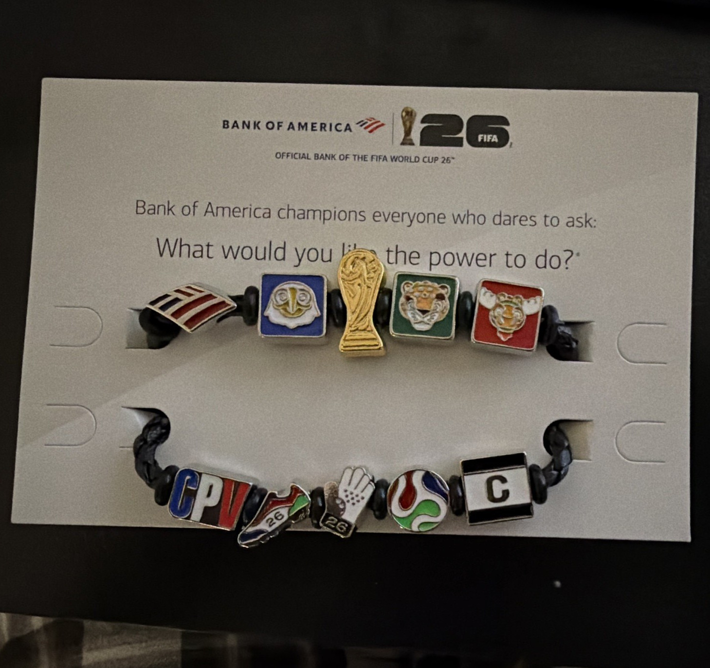 FIFA World Cup 26 Multicolor Cord Charm Bead Bracelet, Sports Theme