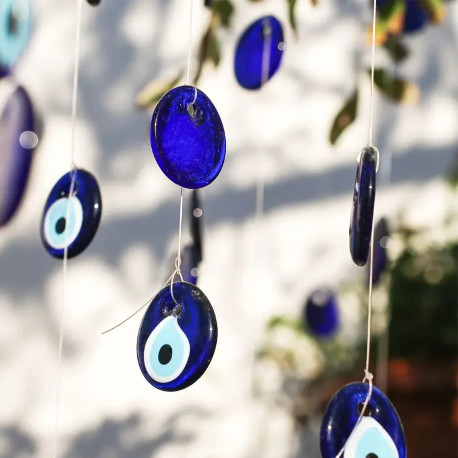 Blue Evil Eye Glass Charm with Hanging Cord – Price is for One Charm