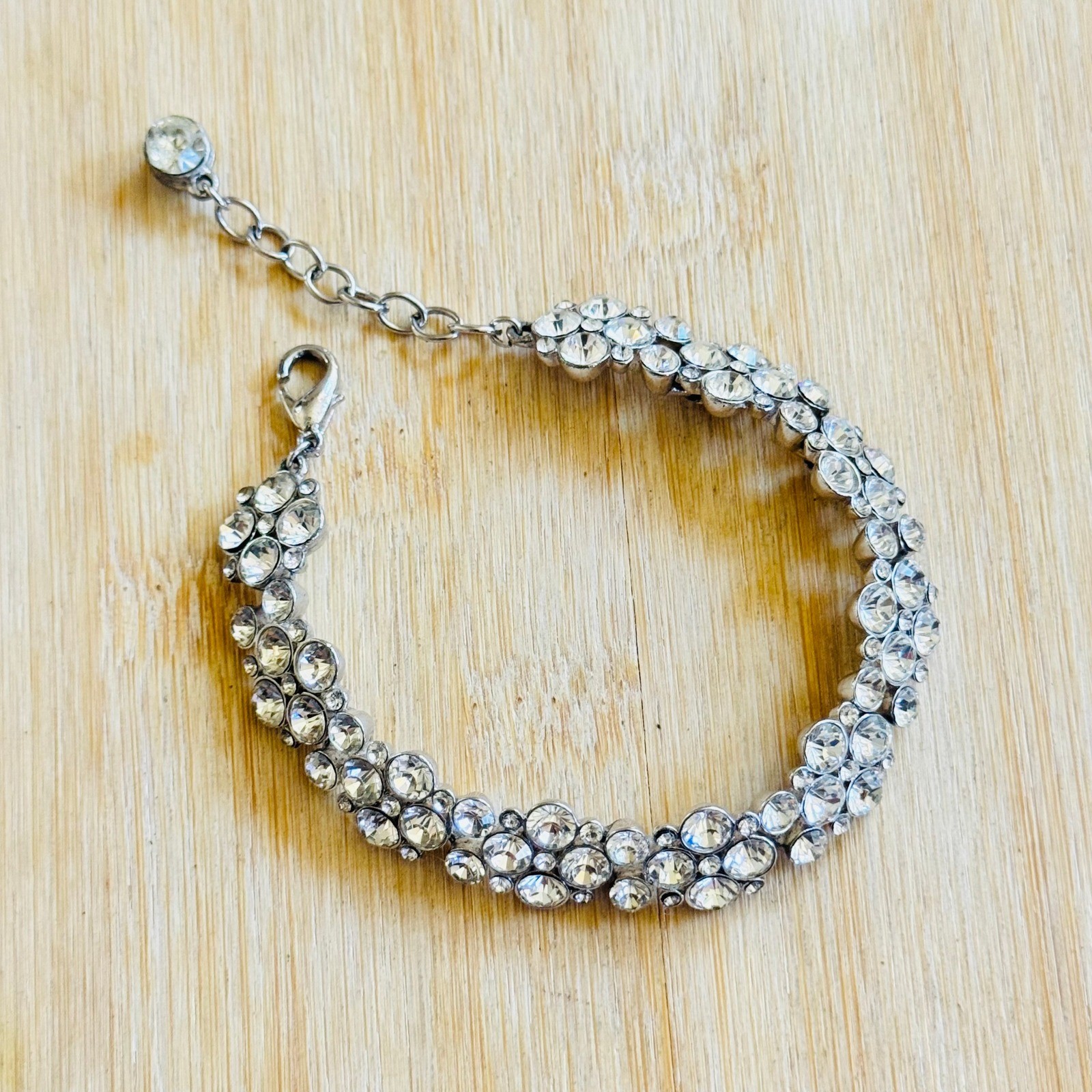 Givenchy Tennis Flex Bracelet Cluster Crystal Rhinestone Silver Designer