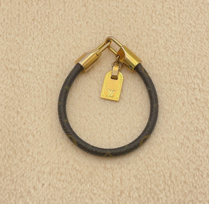 Louis Vuitton Luck It Bracelet Monogram Canvas and Gold Tone Luggage Tag Charm