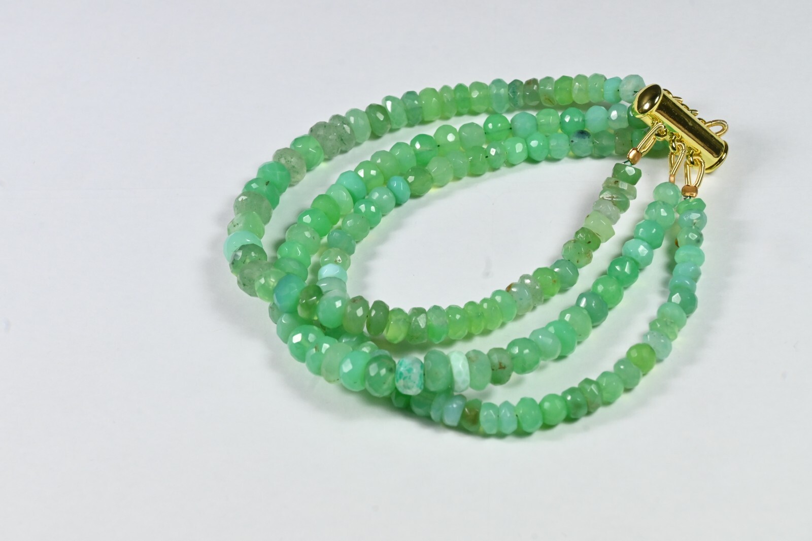 3 Layer Green Chrysoprase Faceted Rondelle Gemstone Beads Women Bracelets 7.5”
