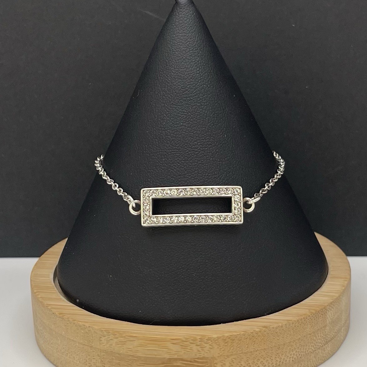 NWT Brighton Starry Night Bar Bracelet Silver Tone Clear Crystal Open Rectangle