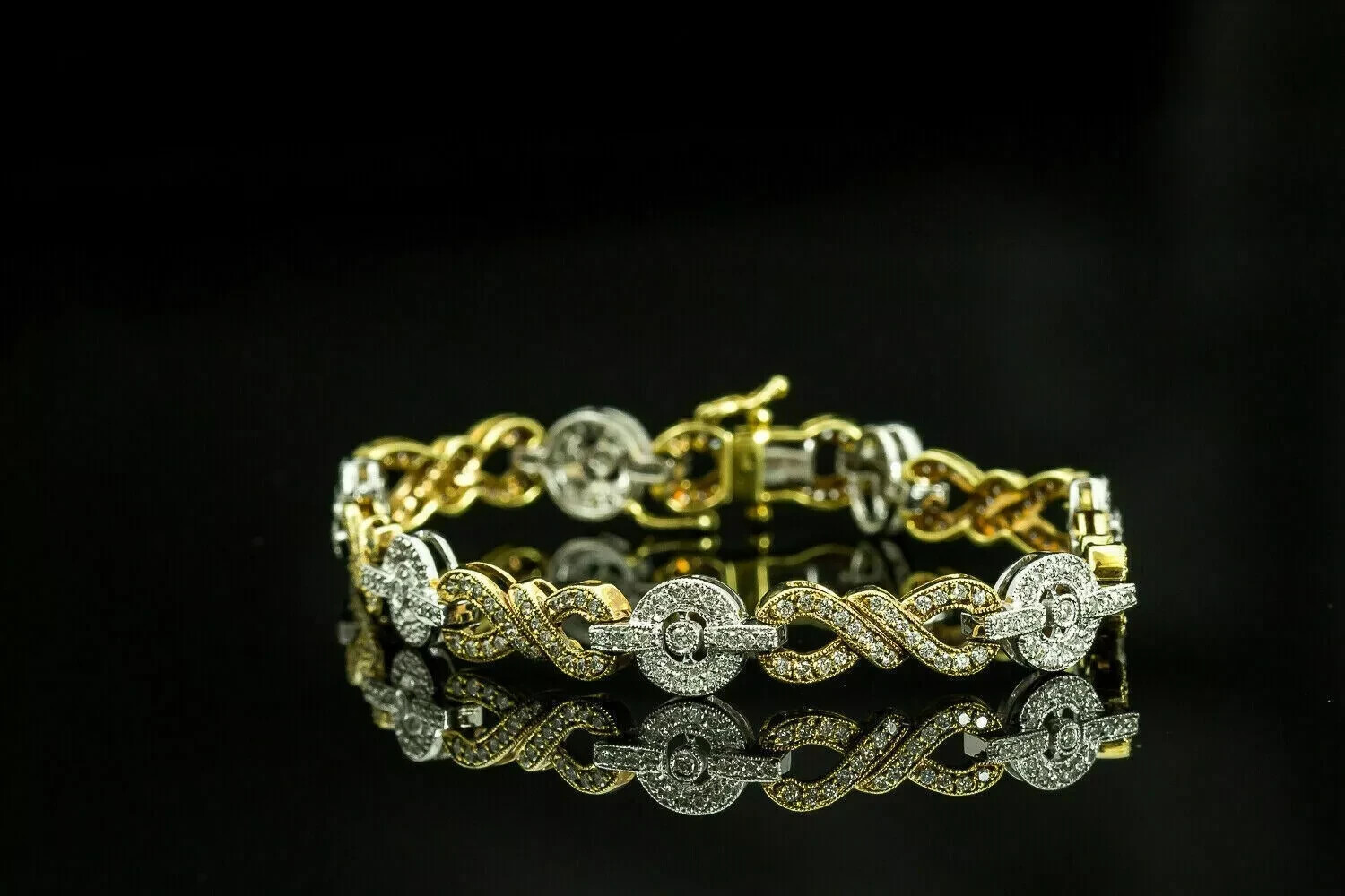 6 inch 8.48 Ct Simulated Diamond 14K Two-Tone Gold Plated Women Tennis Bracelet