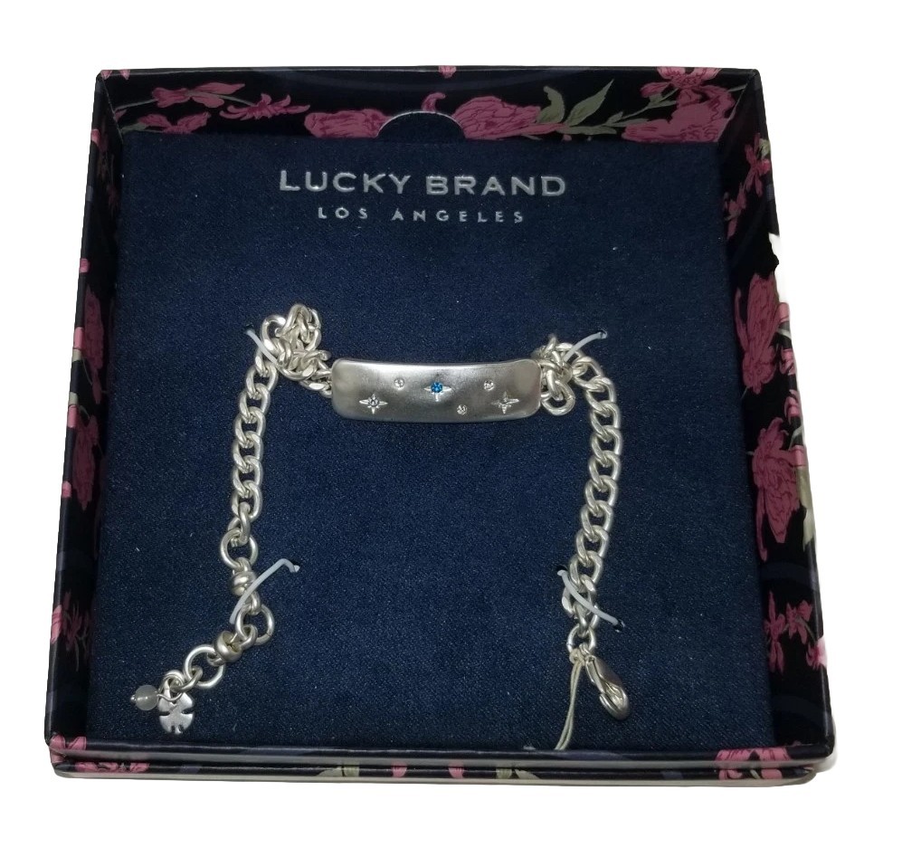 New Box Lucky Brand Stars Constellation Bracelet Silver Tn Charm Clasp Jewelry