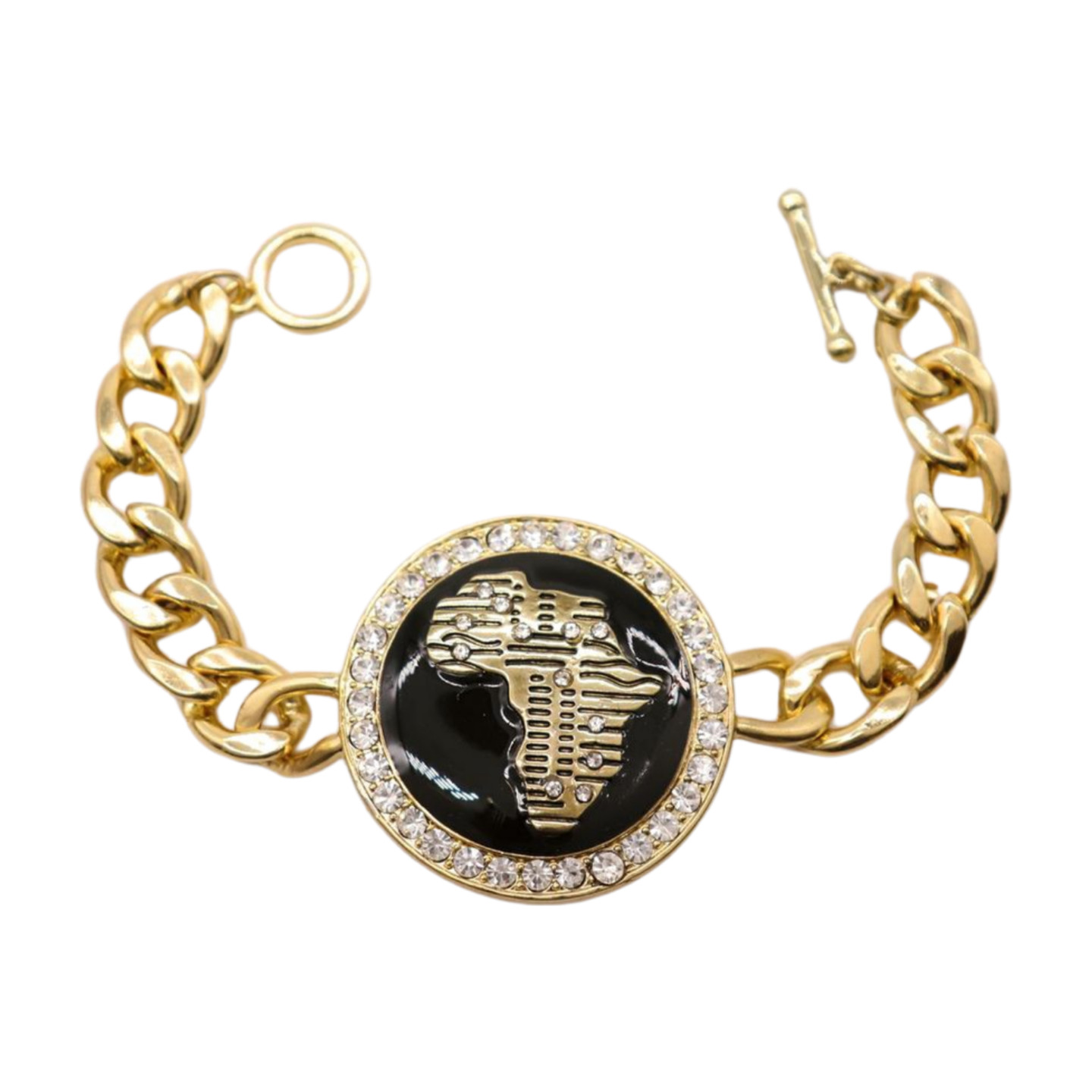 Women Hip Hop Fashion Jewelry Bracelet Gold Metal Chain Africa Continent Charm