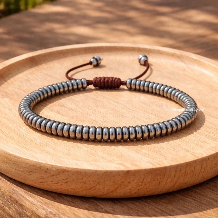 High-quality black hematite bracelet for men