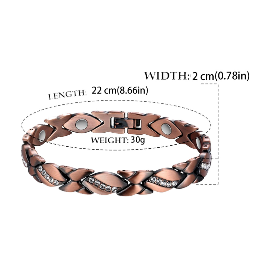 Pure Copper Bracelet 3000 Gauss Magnetic Therapy Strong Healing 8.5In US