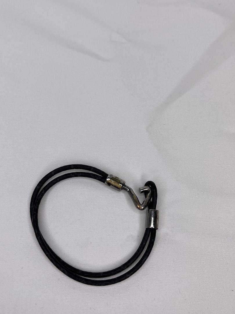 Louis Vuitton Double Rope Leather Bracelet Black w/ Box & Pouch 17cm Pre-Owned
