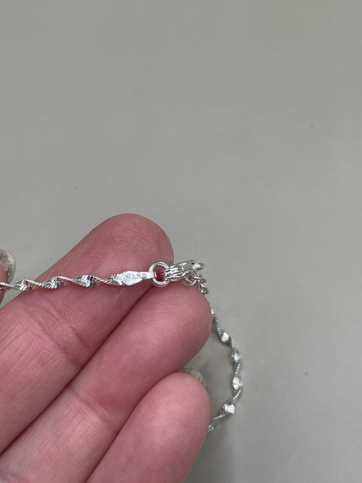 Rhodium Plated Sterling Silver 925 Italy Signed HAN Twisted Chain Bracelet 2.22g