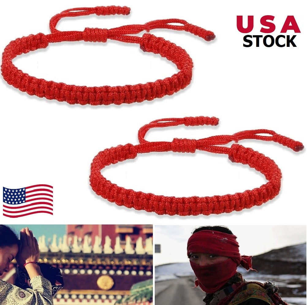 4/2× Tibetan Lucky Red String Bracelet Protection Men Women Lucky Rope Gift USA