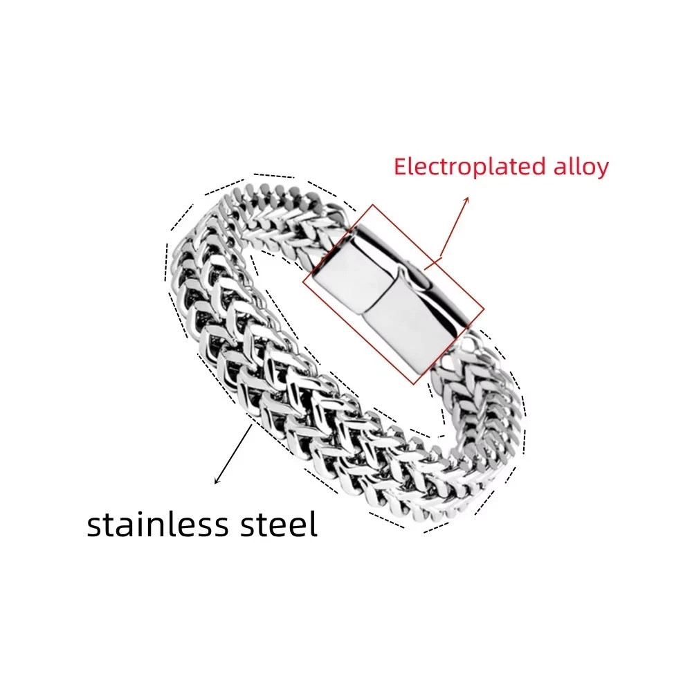 1pc -Stainless Steel Braided Men’s Bracelet Cuban Link Chain for Men and Women