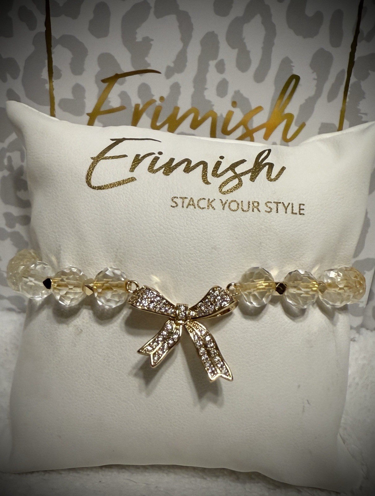 NEW! ERIMISH BRACELET- Gold W/ Crystal Bow
