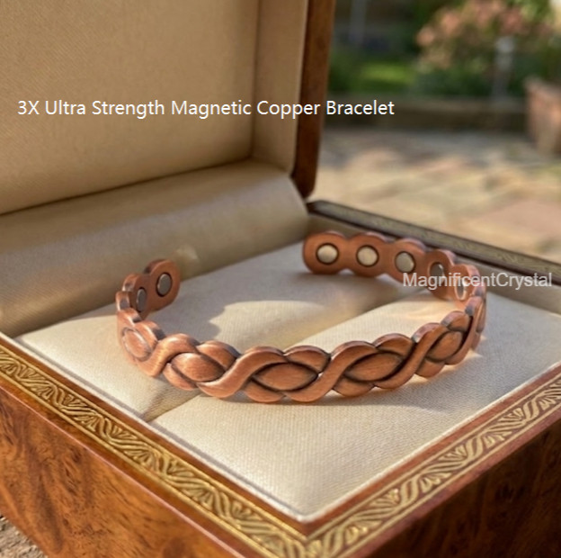 3X Ultra Strength Magnetic Pure Copper Bracelet Healing Arthritis Therapy Cuff