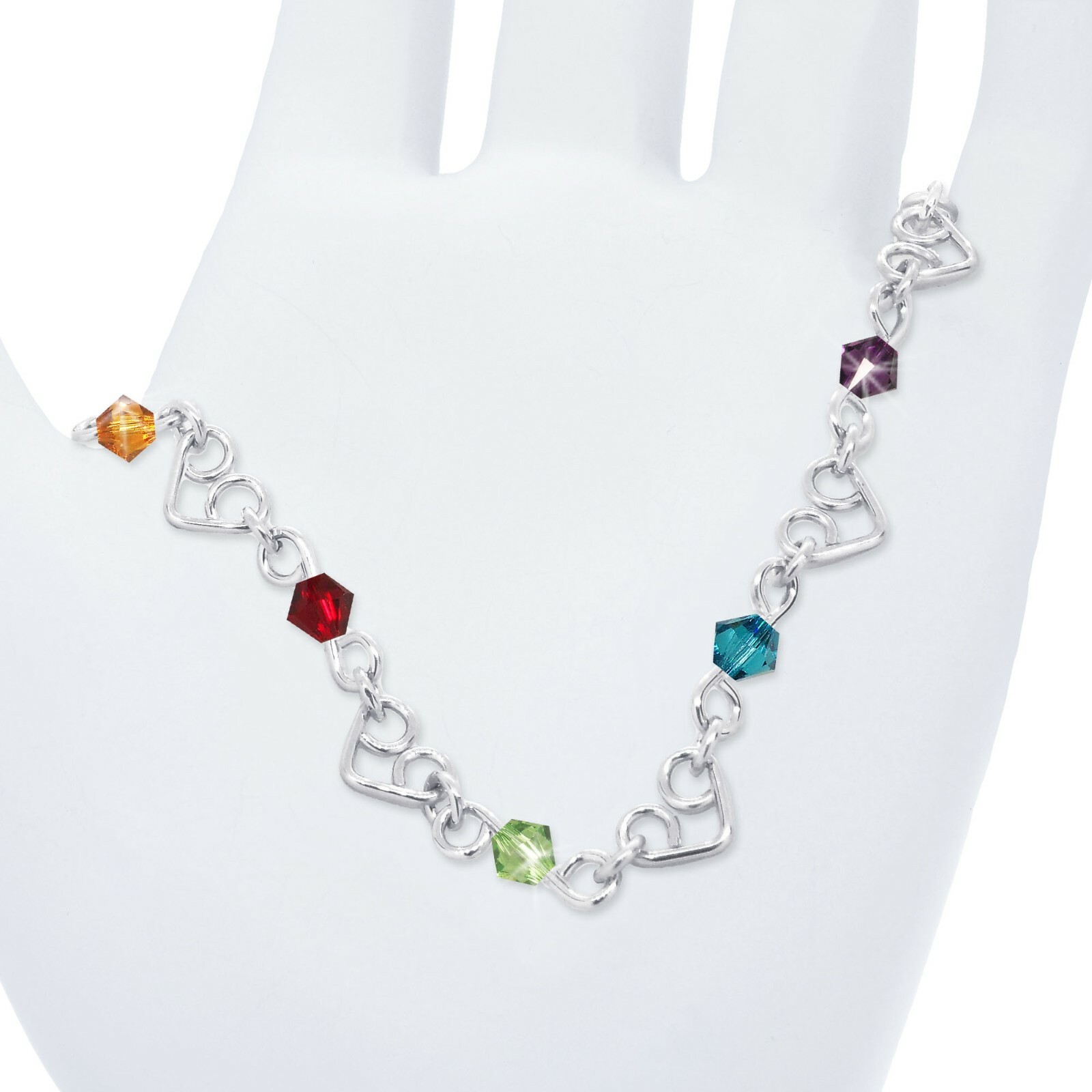 Bracelet Gold or Silver Customized Hearts & Figure 8 Links with Crystals