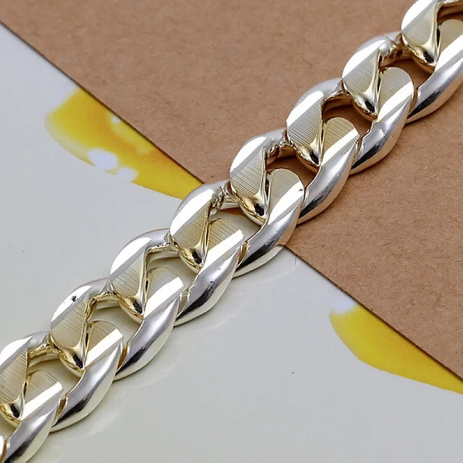925 Sterling Silver Exquisite 10mm Chain Men Women Chain Noble Wedding Bracelet