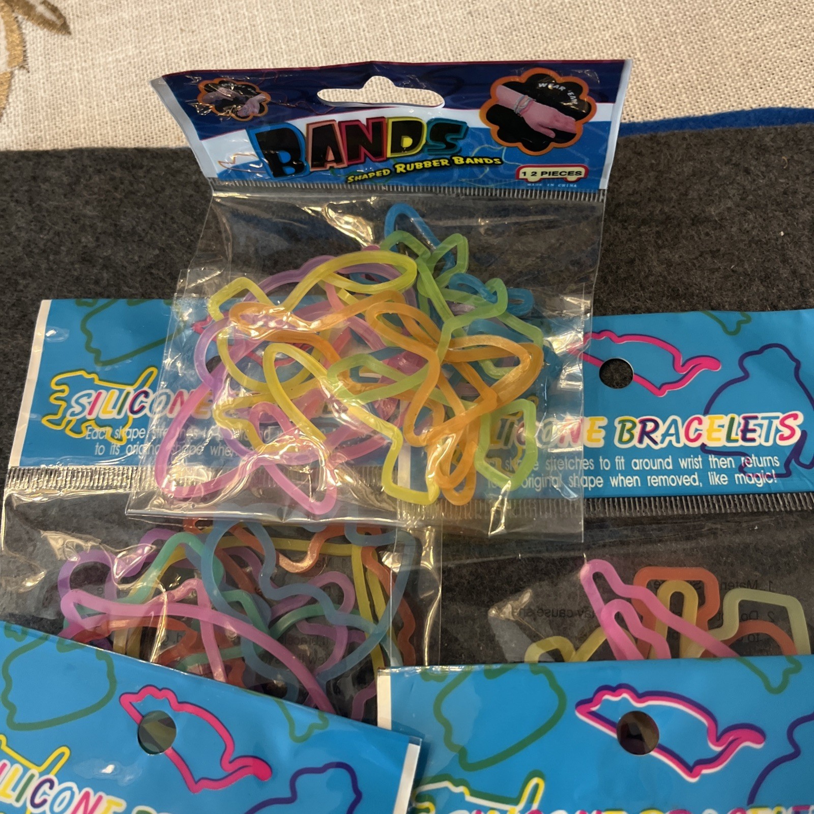 Shaped Silicone Rubber Band Bracelets 12 Pack Lot Of 5 Plus 1 Bands