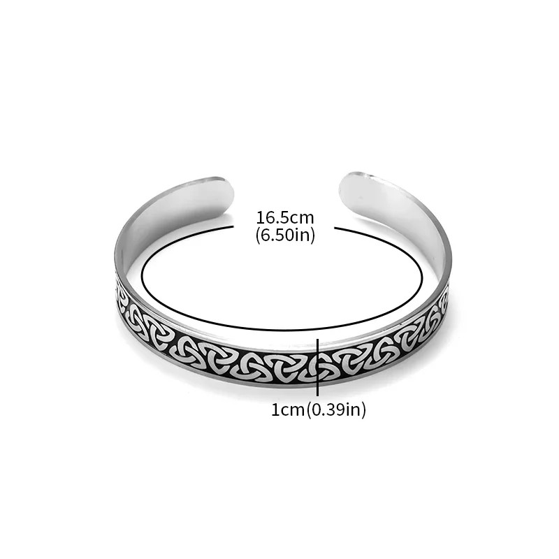 Stainless Steel Vintage Nordic Irish Celtic Knot Open Bracelet for Men and Women