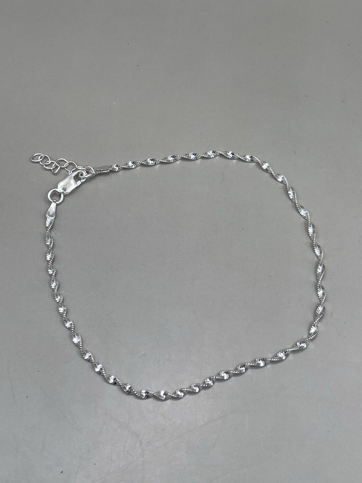 Rhodium Plated Sterling Silver 925 Italy Signed HAN Twisted Chain Bracelet 2.22g