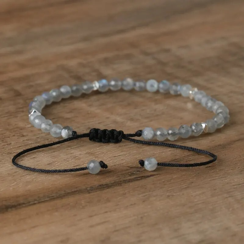 Labradorite Gemstone Beads Healing Reiki Dainty Minimalist Women Bracelet Gifts