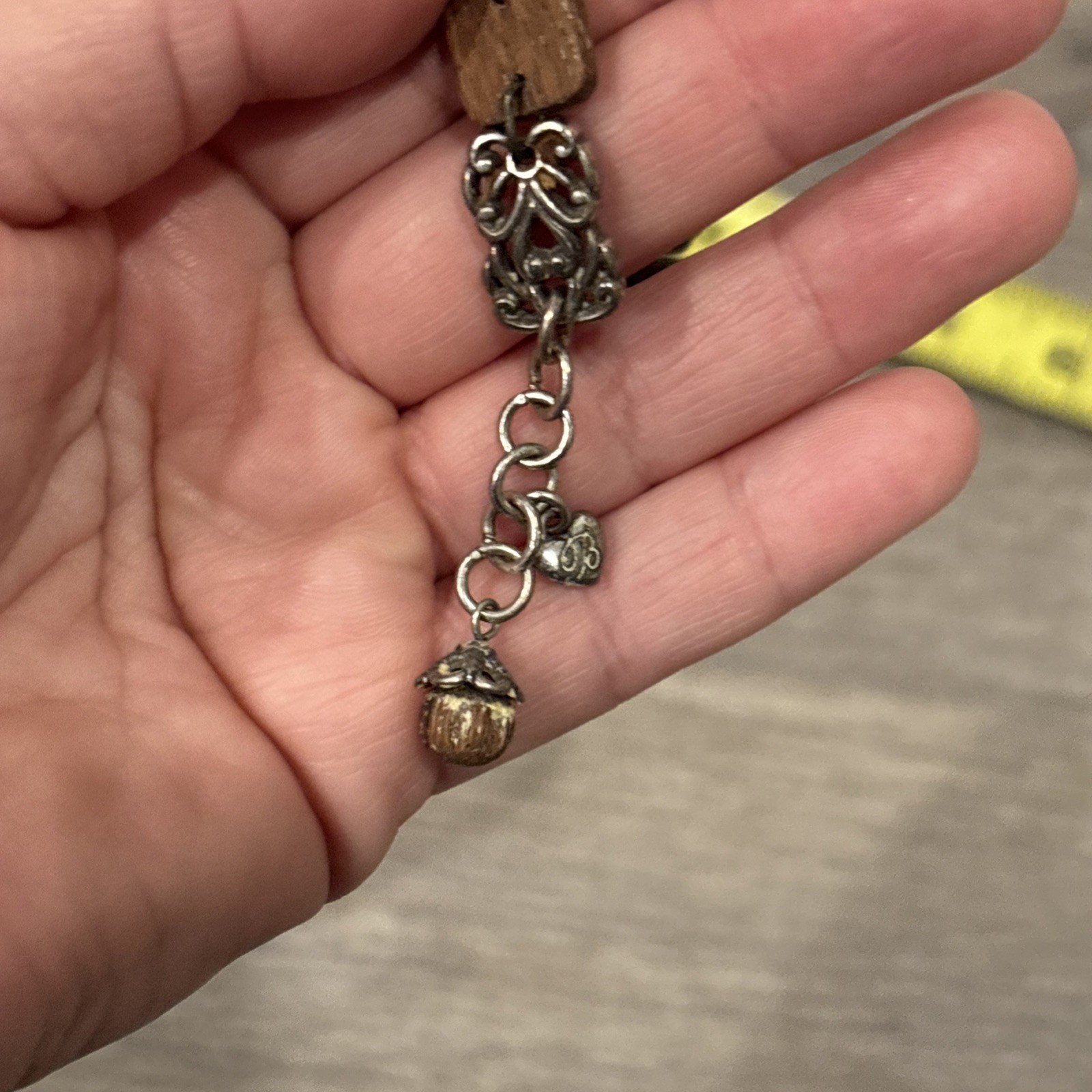 Brighton Katu Sequoia Wood & Silver Filigree Bracelet Nature Boho Chic Beauty