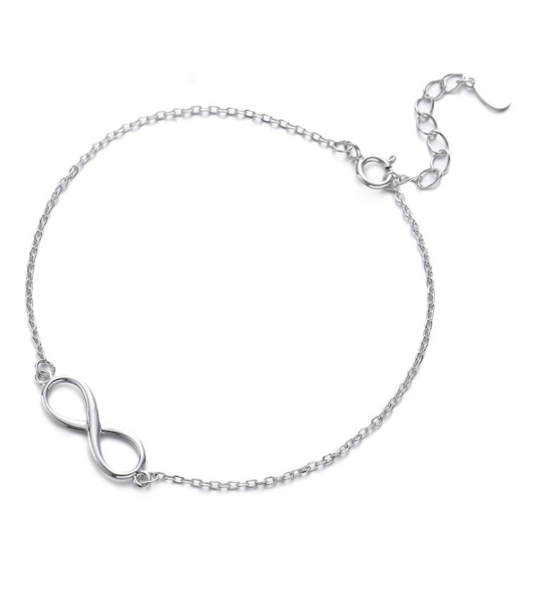 925 Sterling Silver Solid Infinity Eternity Figure Eight Symbol Bracelet 8″ PE54