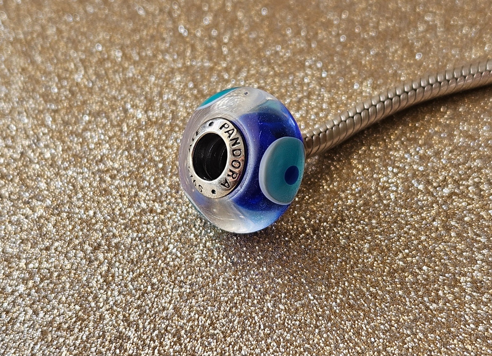 Authentic Pandora Silver Evil Eye Murano Charm