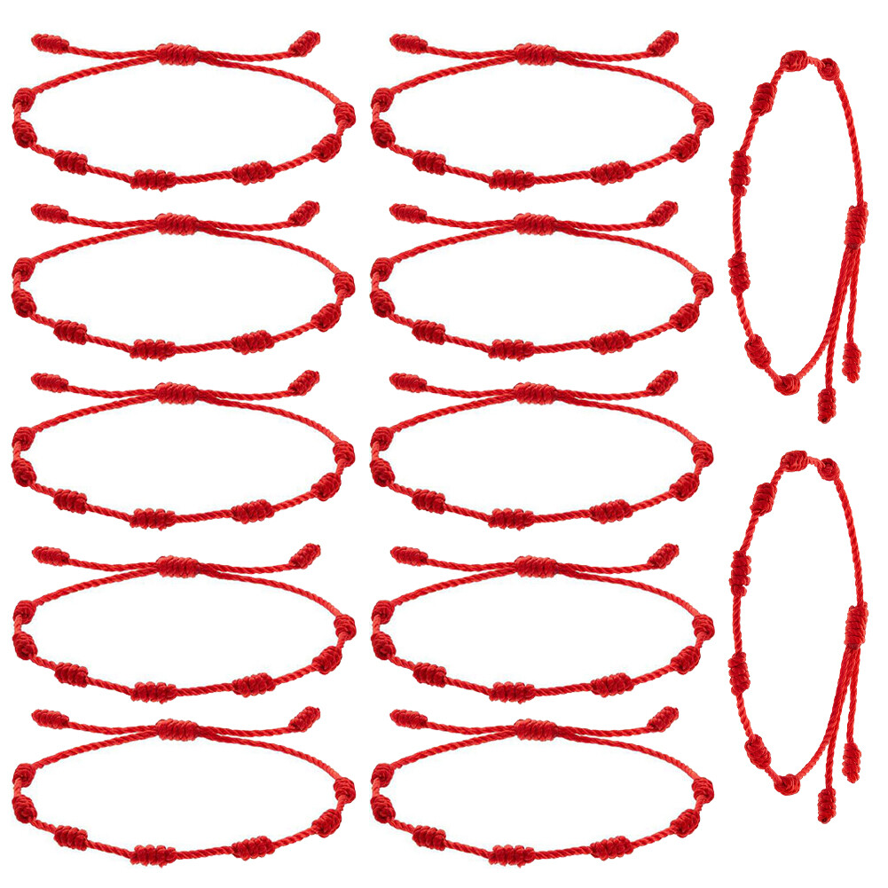 12PC Lucky Red String Bracelet Kabbalah Amulet 7 Knots Protection Rope Man Women