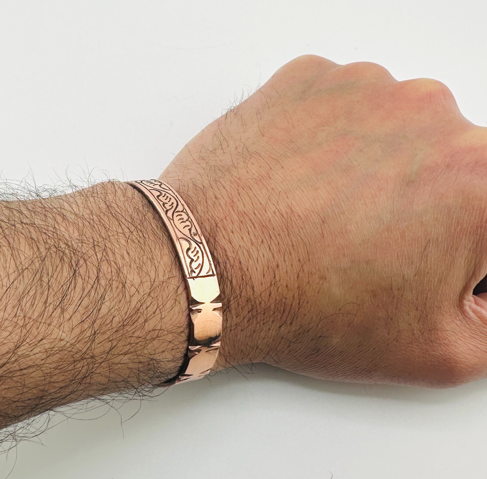 100% Copper Medicine Bracelet. Medium Thickness Carved Arthritis Pain Therapy.