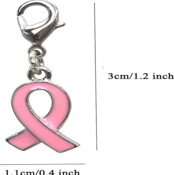 Pink Breast Cancer Ribbon locket charm Bow Keychain Key Ring Chain Chains