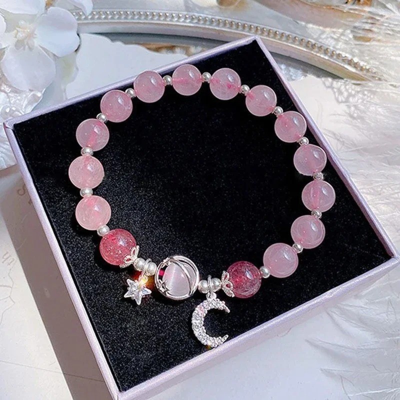 Star Chain Tassel Beaded Bracelet Women Crystal Elastic Rope Charm Jewelry
