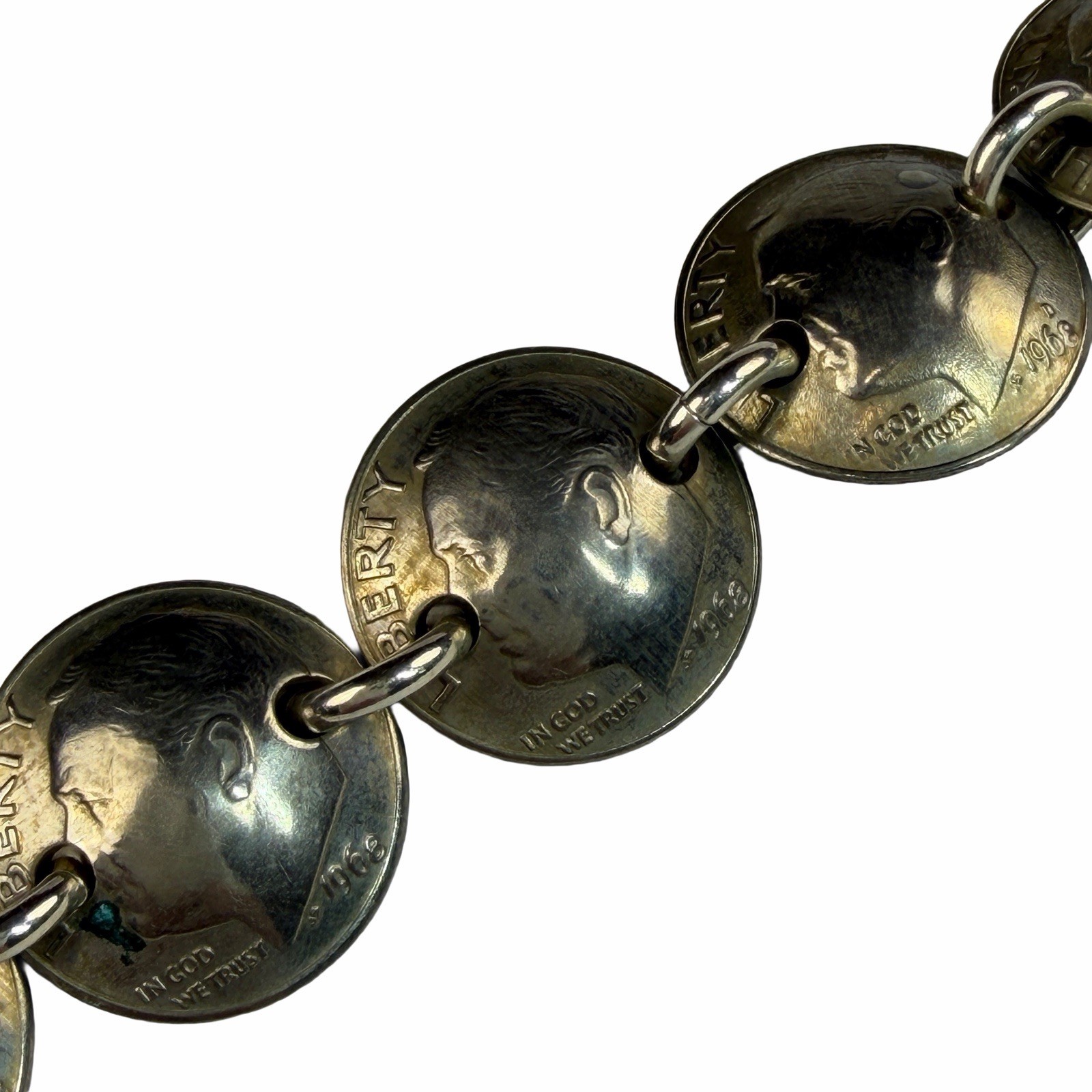 Vintage 1968 DIME US COIN BRACELET 8″