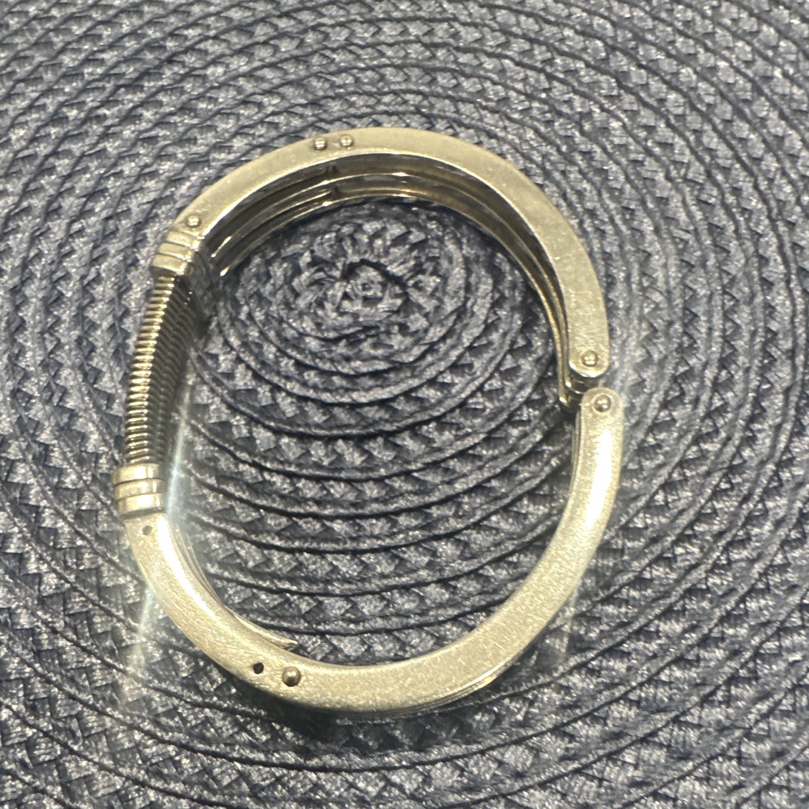 Silver Tone Adjustable Metal Cuff Bracelet Spring Ring Closure No Stone
