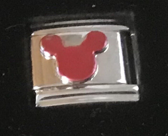 Rare 3 Piece Mickey Mouse Ears Black RedYellow Italian Charm Enamel Link 9MM K47